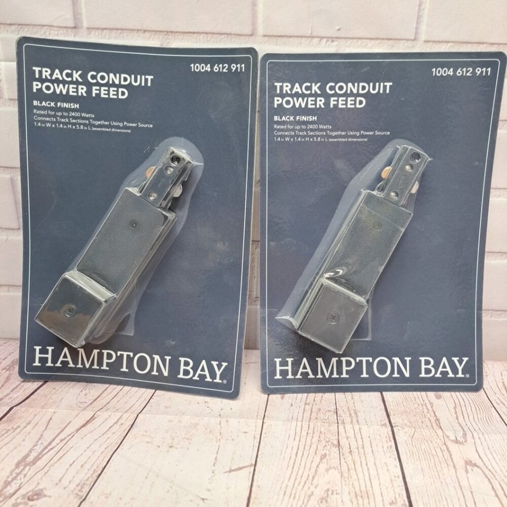 (2- Pack) Hampton Bay Track Lighting Conduit Power Feed Black 2400W 1004 612 911